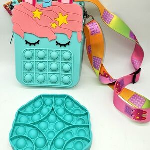 🔵Unicorn Pop Purse Push Bubble It Crossbody Bag Shoulder Strap Sensory Fidget